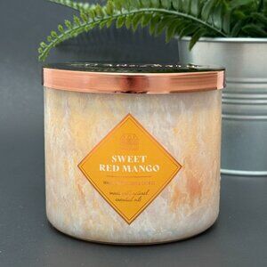 BBW Sweet Red Mango White Barn Bath & Body Works 3 Wick Candle